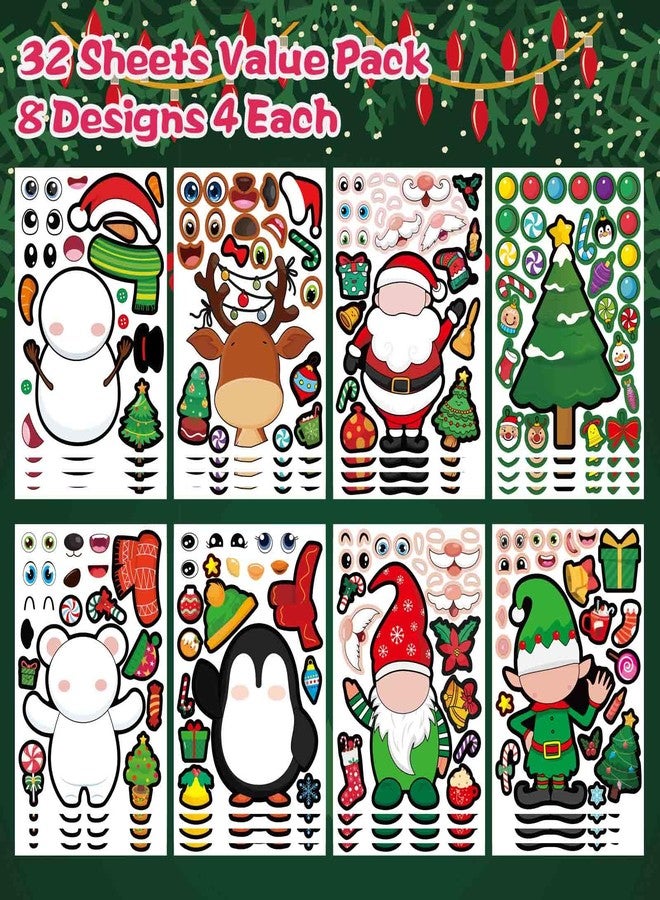 DUJAA 32 Sheets Christmas Party Games Stickers, Make Your Own Christmas Characters Mix and Match Sticker with Christmas Tree Santa Tree Gnome Elf Xmas Holiday Stickers Christmas Party Game Craft Supplies - Image 2